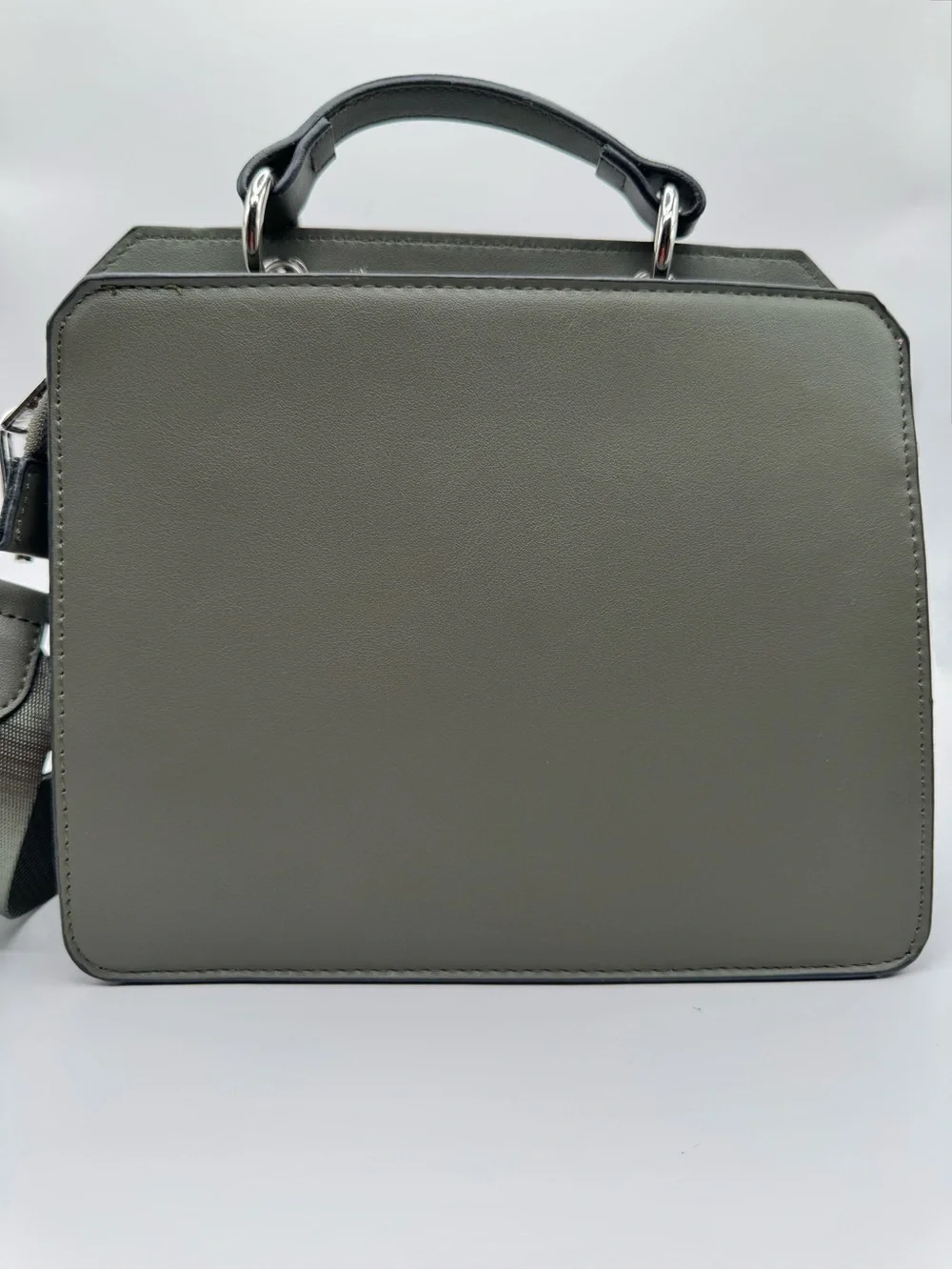 Steve Madden Olive Green Structured Crossbody Logo Strap and removable zip pouch